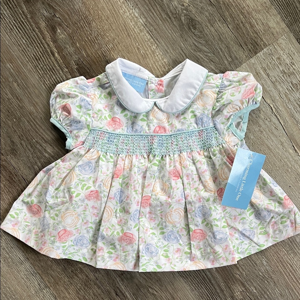 Charming Little One | Floral Pumpkin Baby Dress with Peter Pan Collar